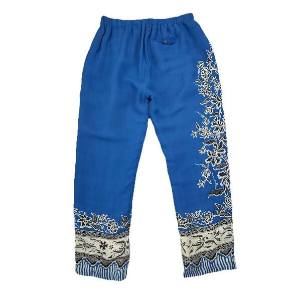 Anthropologie Blue Pants Leifnotes Blooming Perennial Cropped Floral Size 6 - Picture 2 of 12